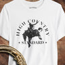 White Buck bronc rider Western graphic T-shirt by High Country Standard
