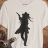 Heather Dust Draw quick-draw cowgirl Western graphic T-shirt by High Country Standard
