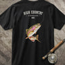 Black On Line rainbow trout fishing graphic T-shirt by High Country Standard